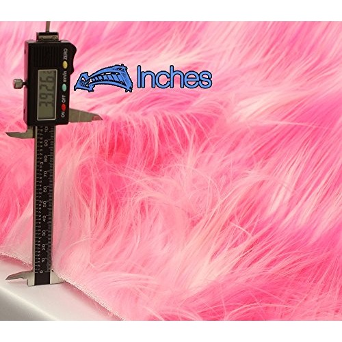 Faux Fur Fabric Long Pile 3 Tone Rainbow HOT Pink White Pink / 60...
